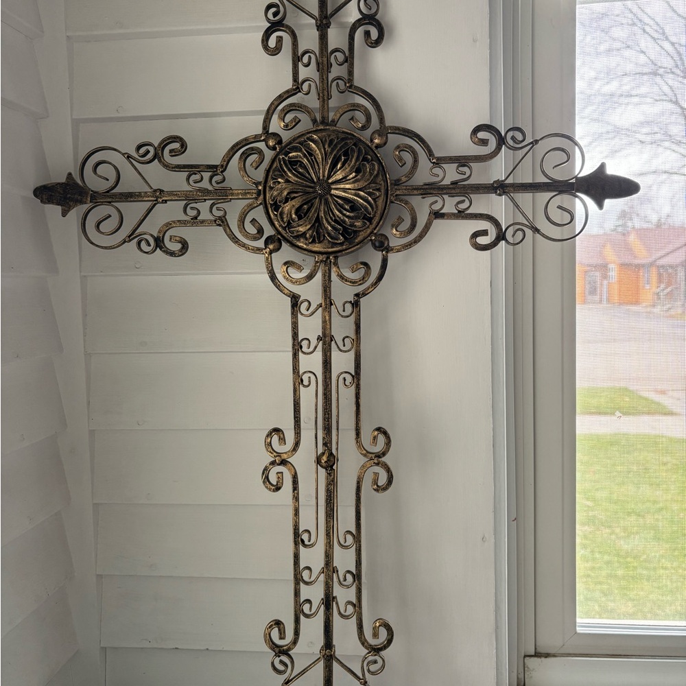 Metal Bronze Wall Cross Decor